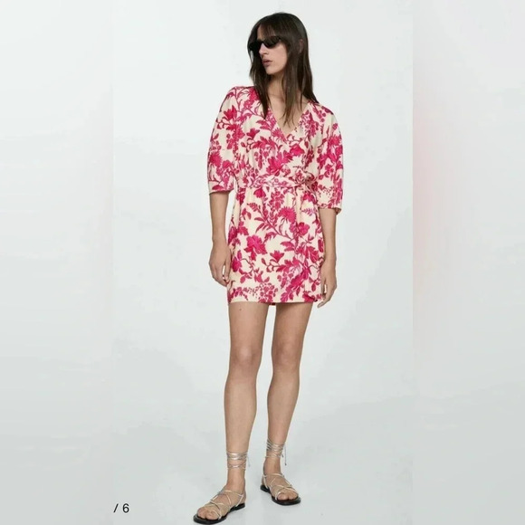 Mango Floral-print wrap midi dress liberty floral plus size - Picture 12 of 12